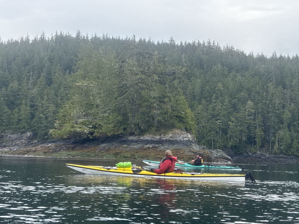 Bob Rein a man and a woman in a canoe on a lake with trees in the background